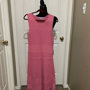 ANTONIO MELANI Pink Striped Midi Dress